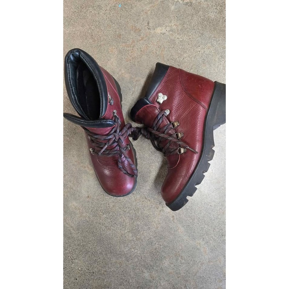 Vtg TerraFlex by Santana Canada Red Leather Hiking Boots | W 7.5 M | 90s Grunge